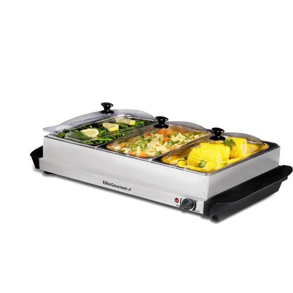 Electric Buffet Server Food Warmer 3 Trays Stainless Steel Party Entertaining